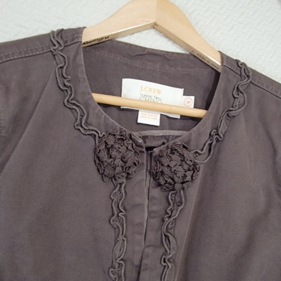 J. Crew Brown Jacket Classic Twill Chino Size 6 Ruffles and Flower - Picture 5 of 16
